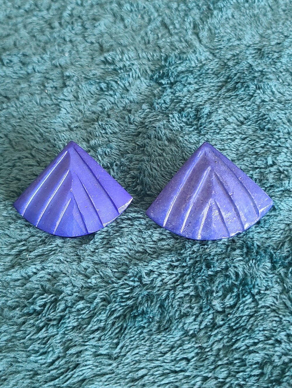 Statement Purple Fan-Shaped Clip-On Earrings